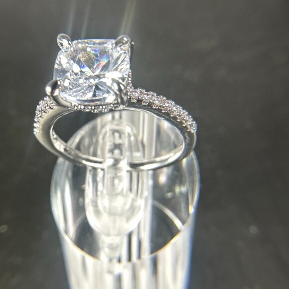 Womens Silver Plated Brass Ring Cubic Zirconia - Picture 7 of 15